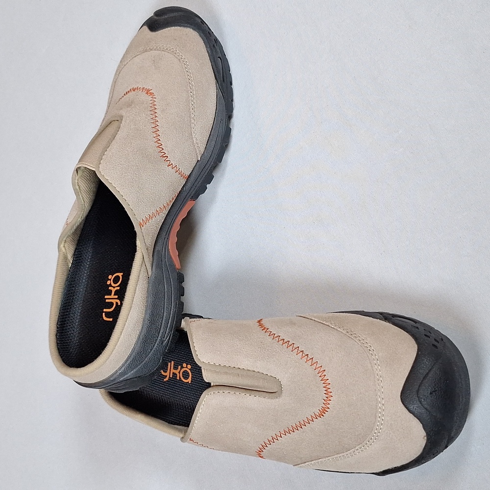 Ryka Tan Suede Slip on Mule Shoes Womens 8 Trek Center Gore Sneakers Clogs